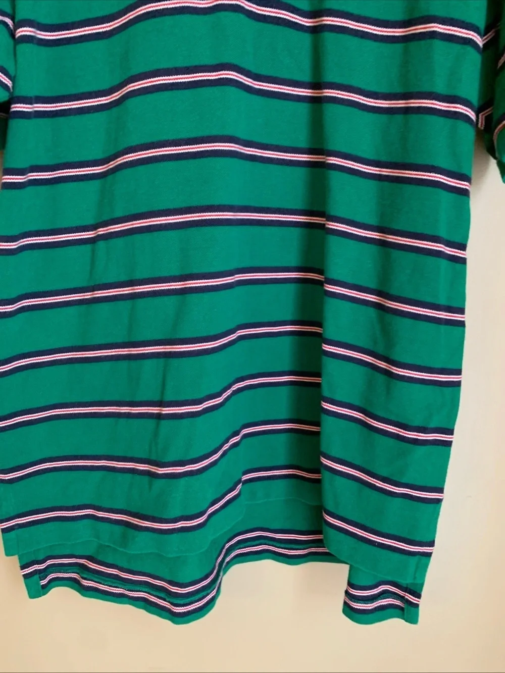Polo Ralph Lauren Men's Polo Shirt Green Blue Stripe XL 90’s